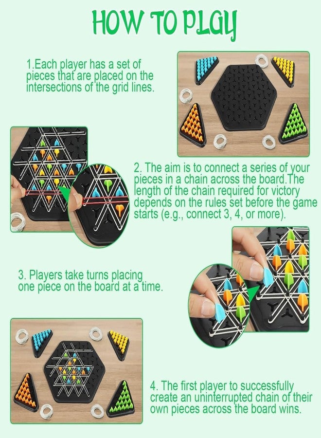 DRIVIJI Chain Triangle Chess Game Triggle Rubber Band Game for Kids & Adults, Fun Family Board Game, Brain Teaser Puzzle Interactive Chess 2-4Pla (Chain Triangle Chess Game) - Image 4
