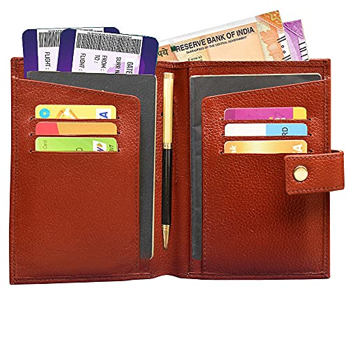 ABYS Genuine Leather Tan Card Holder||ATM Card Holder||Passport Holder||Passport Cover||Wallet||Debit Card Holder for Men and Women - Image 2