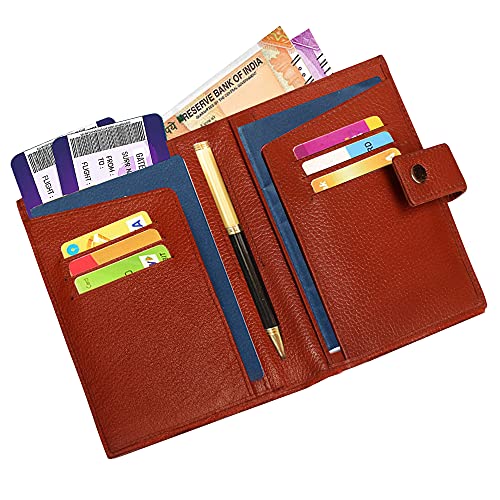 ABYS Genuine Leather Tan Card Holder||ATM Card Holder||Passport Holder||Passport Cover||Wallet||Debit Card Holder for Men and Women - Image 5