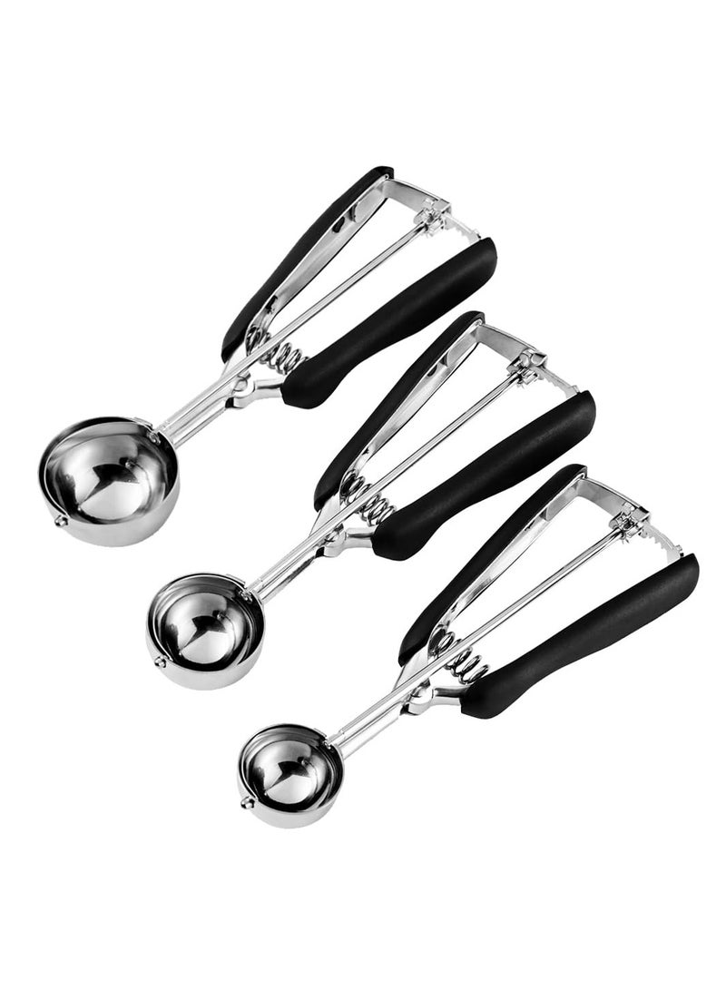 XICEN 3 PCS Stainless Steel Ice Cream Scoop with Non-slip Handle ，Multi-size  - Image 1