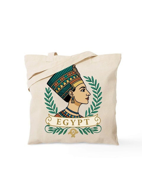 Egyptian Pharaonic Canvas Tote Bag | 40×40 cm | Durable Off-White Cotton Canvas | Ancient Egypt Design