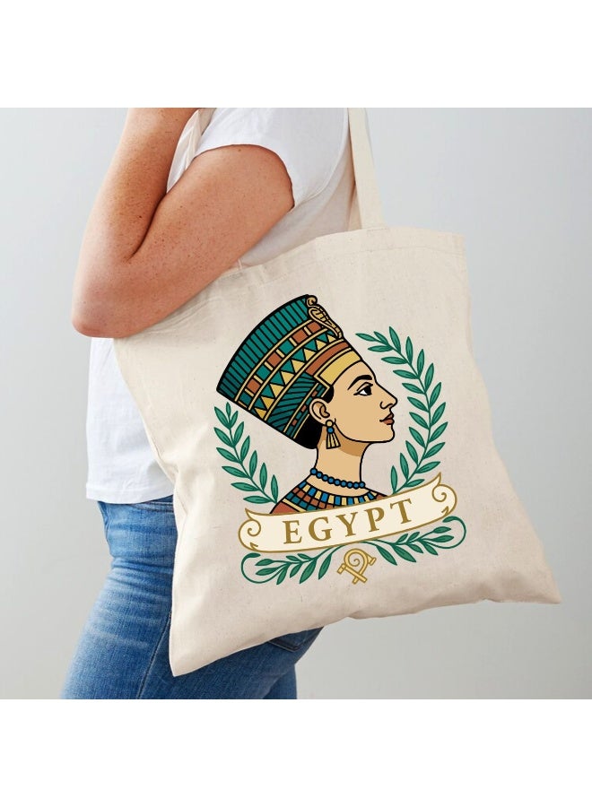 We Print, Your Gift Egyptian Pharaonic Canvas Tote Bag | 40×40 cm | Durable Off-White Cotton Canvas | Ancient Egypt Design - Image 2