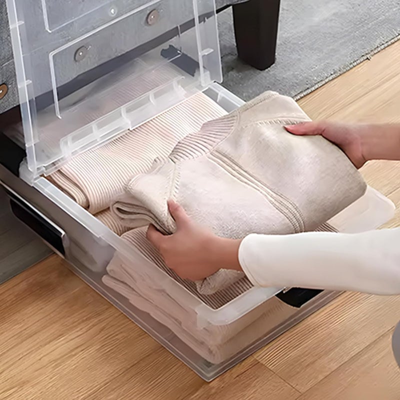 Kuber Industries Kuber Industries Large Capacity Underbed Storage Box with Lids and Wheels Dustproof Stackable Rectangular Storage Box Multipurpose Organizer for ClothesToys 49L  - Image 1