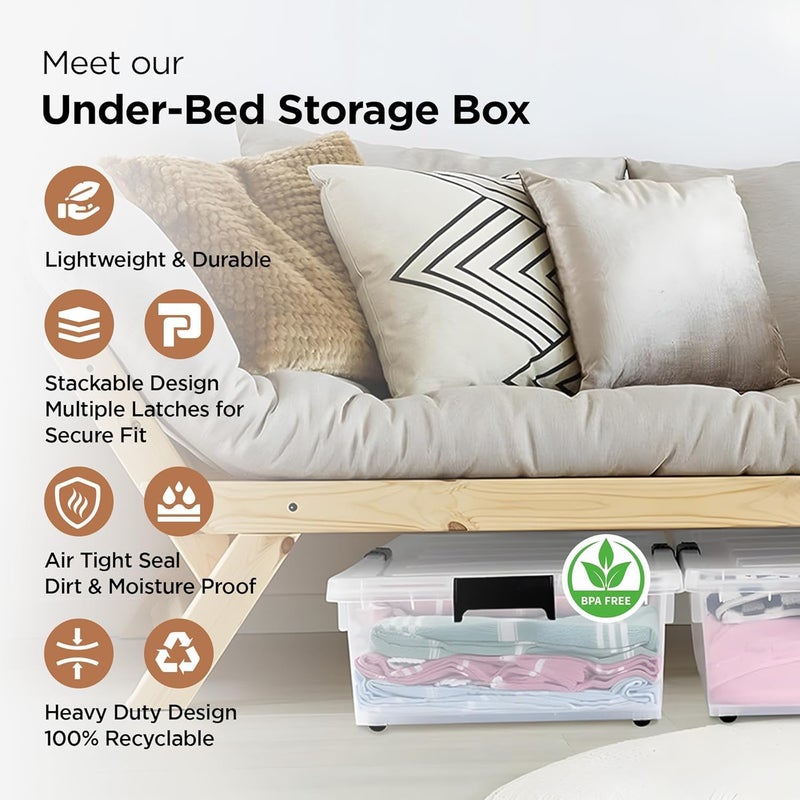 Kuber Industries Kuber Industries Large Capacity Underbed Storage Box with Lids and Wheels Dustproof Stackable Rectangular Storage Box Multipurpose Organizer for ClothesToys 49L  - Image 2