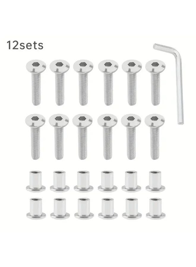 304 Stainless Steel M6 Cylinder Nut Bolt Set 12 Pack With Hex Wrench - Image 1
