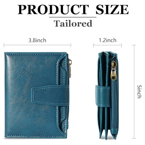 Airkit Small Wallet Women RFID Blocking Soft Leather Bifold Compact Card Holder Wallet for Women with Zipper Coin Pocket 4 ID Window - Image 3