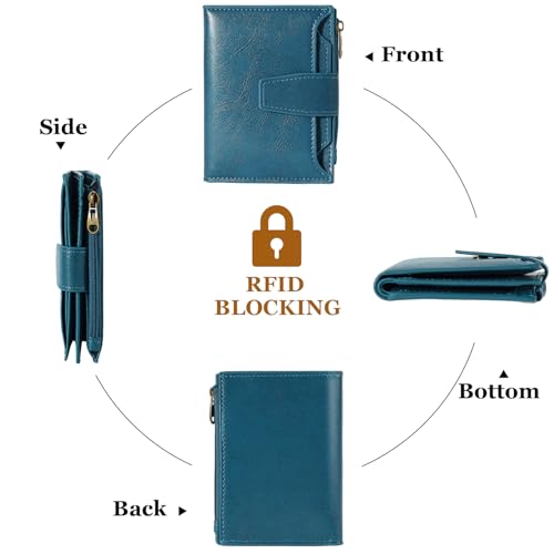 Airkit Small Wallet Women RFID Blocking Soft Leather Bifold Compact Card Holder Wallet for Women with Zipper Coin Pocket 4 ID Window - Image 4
