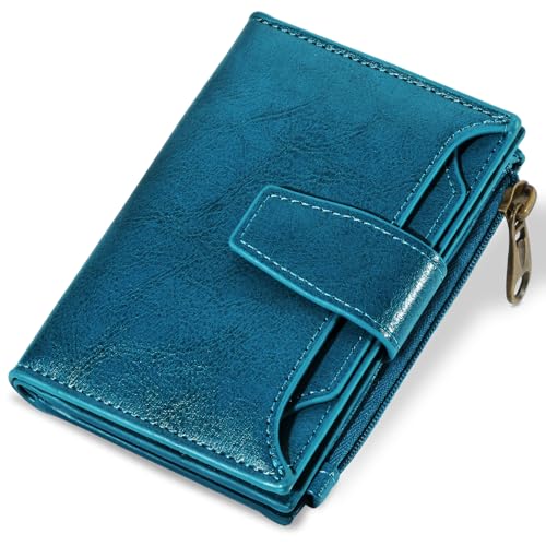 Airkit Small Wallet Women RFID Blocking Soft Leather Bifold Compact Card Holder Wallet for Women with Zipper Coin Pocket 4 ID Window - Image 1