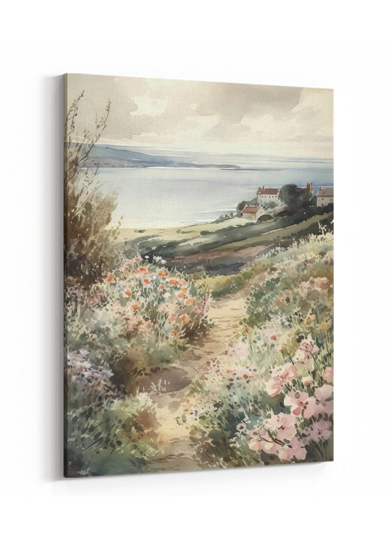 LOWHA - Canvas Wall Art Stretched Over Wooden Frame with The Country Side Painting - Image 1