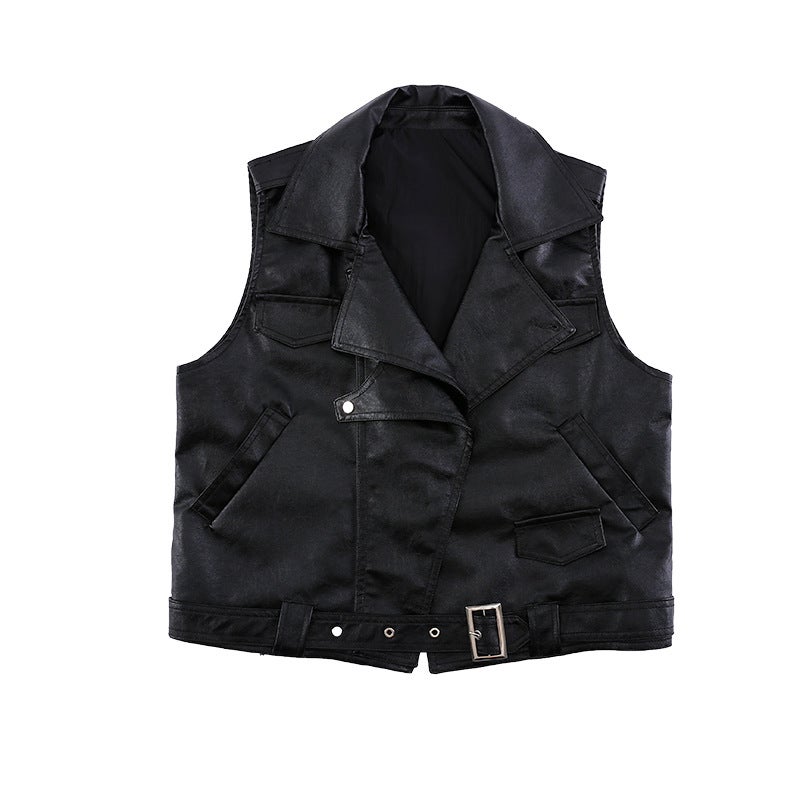 Kids Hip Hop Dancewear Leather Jacket Set black leather coat