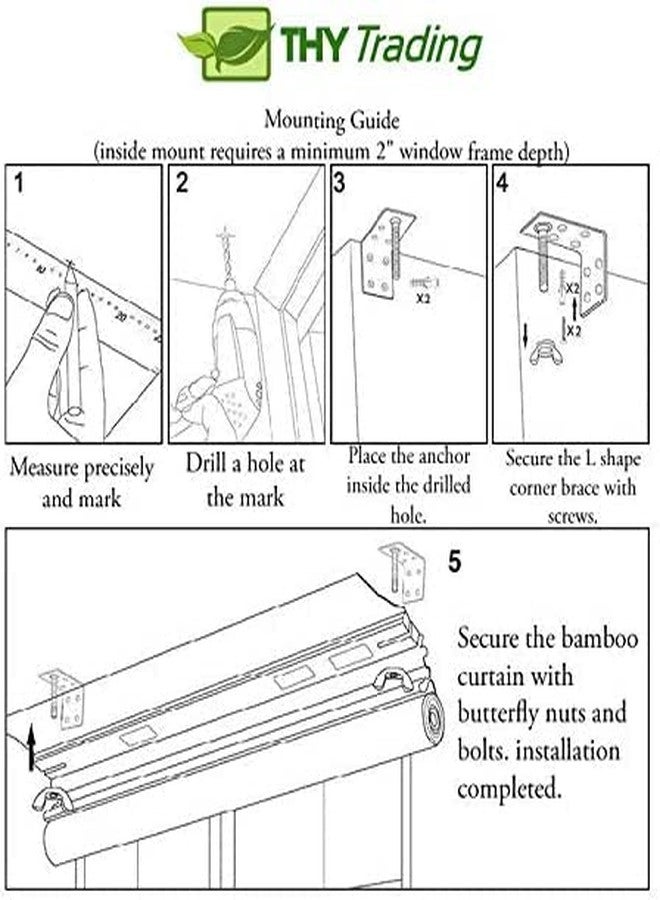 ذاي كوليكتبلز ستائر رومانية لاسلكية من الخيزران من THY COLLECTIBLES، ستائر رومانية لتصفية الضوء مع حافة 8 بوصة (كراميل توفي، عرض 28 × طول 64) - Image 5