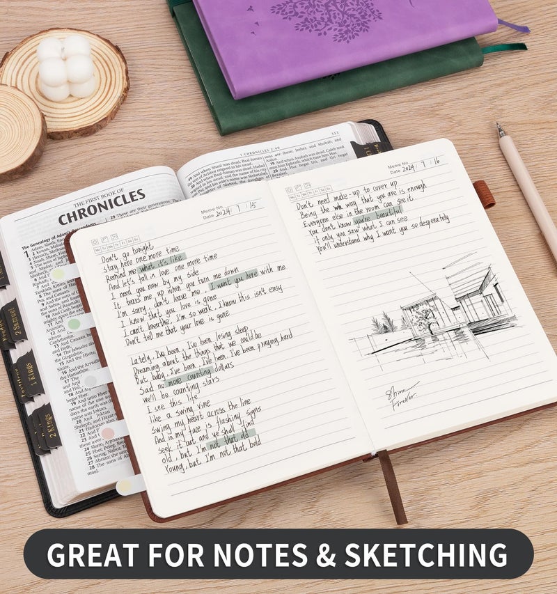 Alkalo Lined Journal Notebook For Women Men  A5 Hardcover Leather Journals For Writing  200 Pages Thick Paper  Daily Journal Notebook For Work  School  Note Taking  Business  Travel  College Ruled - Image 3