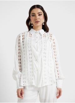 Khizana Laser Cut Out Shirt & Pant Set  - Image 3