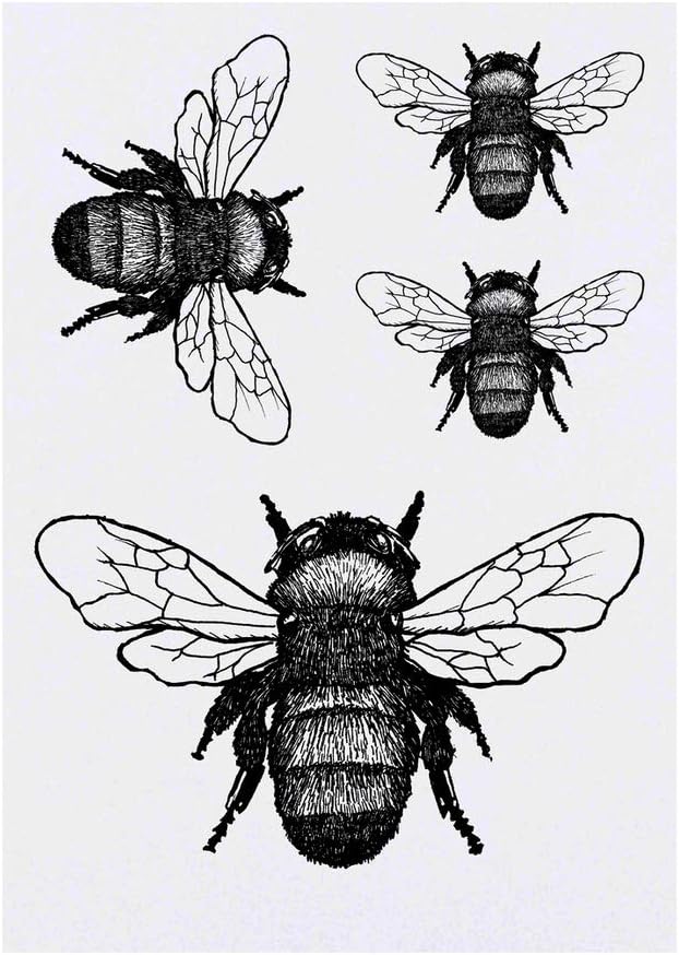 4 x Bumble Bee Temporary Tattoos Water Resistant SkinSafe NonToxic Transfers Mixed Sizes TO00000707