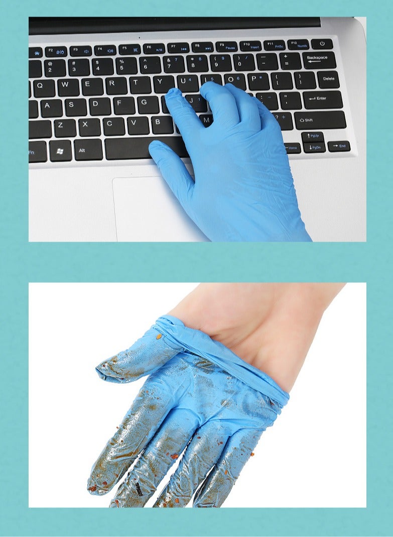 قفازات مطاطية واقية عالية المرونة من النتريل الأزرق للاستخدام مرة واحدة، مناسبة للطعام، 100 قطعة/صندوق، مقاس صغير - Image 3