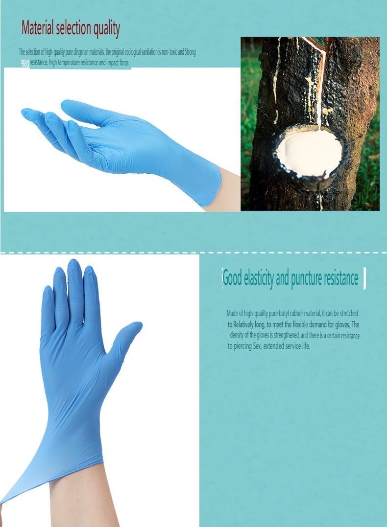 قفازات مطاطية واقية عالية المرونة من النتريل الأزرق للاستخدام مرة واحدة، مناسبة للطعام، 100 قطعة/صندوق، مقاس صغير - Image 5