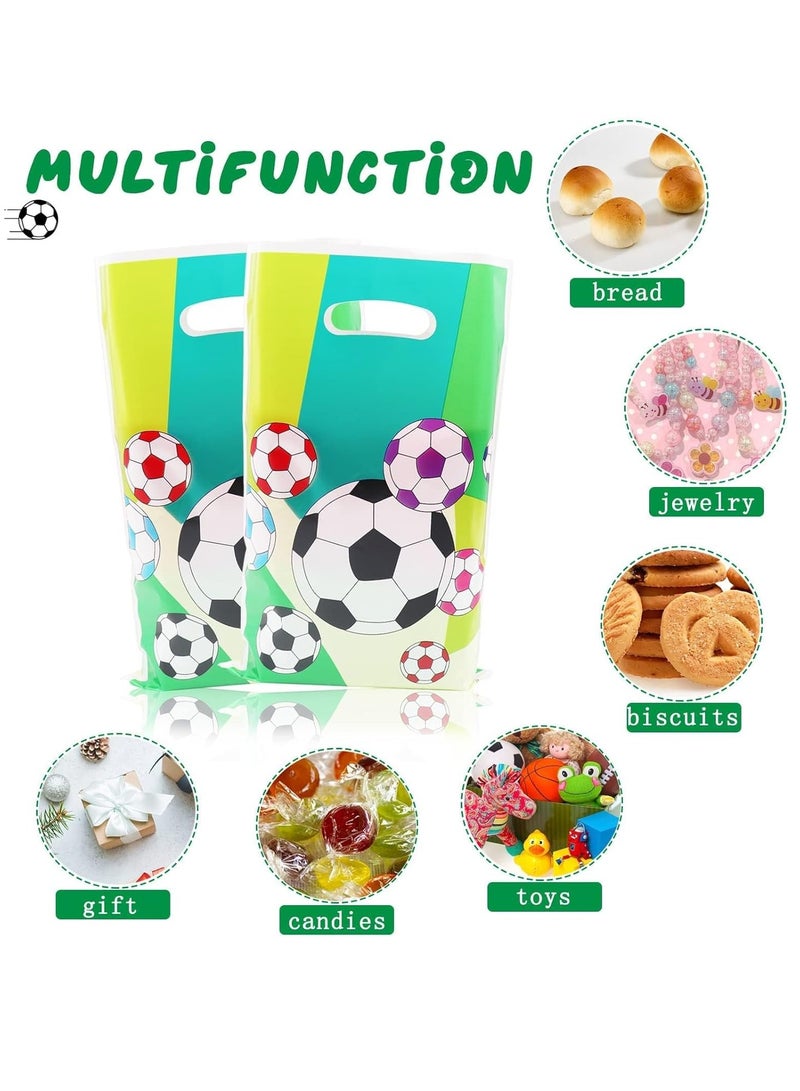 KASTWAVE 60 Pcs Football Party Gift Bags for Kids, Plastic Soccer Goodies Bags with Handle Treat Candy Snack Bags Party Favor Fillers Supplies for Birthday Baby - Image 5