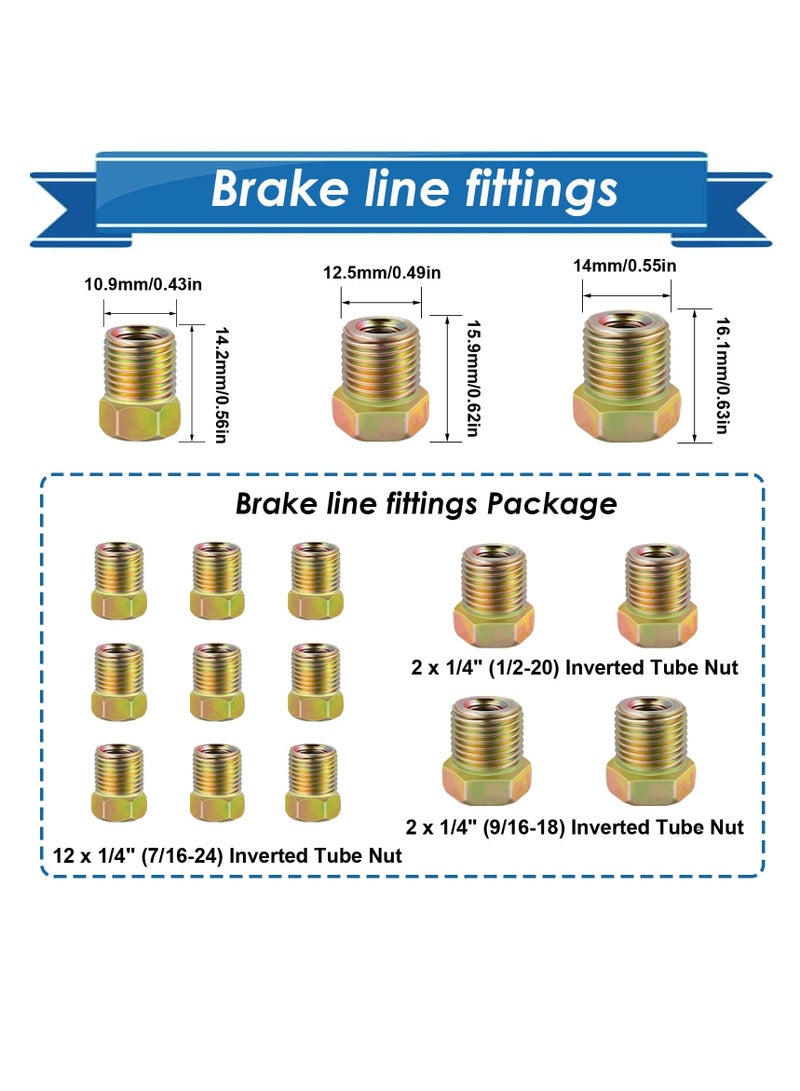 SYOSI 1/4 Brake Line - Upgraded 25 Ft, Of 1/4 Flexible Copper Coated Brake Line Tube Roll, 25 Ft. Roll 1/4 Copper Tubing for Automotive (Includes 16 Inverted Flare Fittings) - Image 3