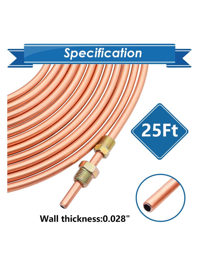 SYOSI 1/4 Brake Line - Upgraded 25 Ft, Of 1/4 Flexible Copper Coated Brake Line Tube Roll, 25 Ft. Roll 1/4 Copper Tubing for Automotive (Includes 16 Inverted Flare Fittings) - Image 4