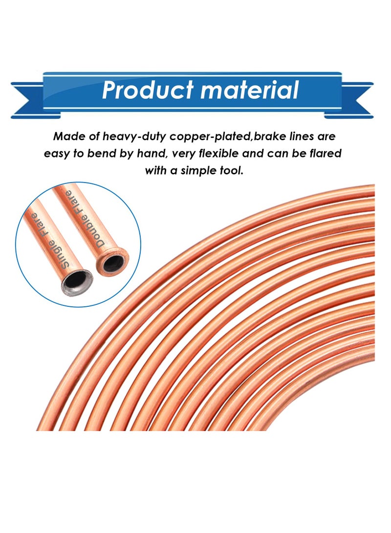 SYOSI 1/4 Brake Line - Upgraded 25 Ft, Of 1/4 Flexible Copper Coated Brake Line Tube Roll, 25 Ft. Roll 1/4 Copper Tubing for Automotive (Includes 16 Inverted Flare Fittings) - Image 5