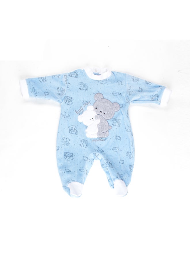 Papillon Baby Unisex Velvet Bear Printed Bodysuit