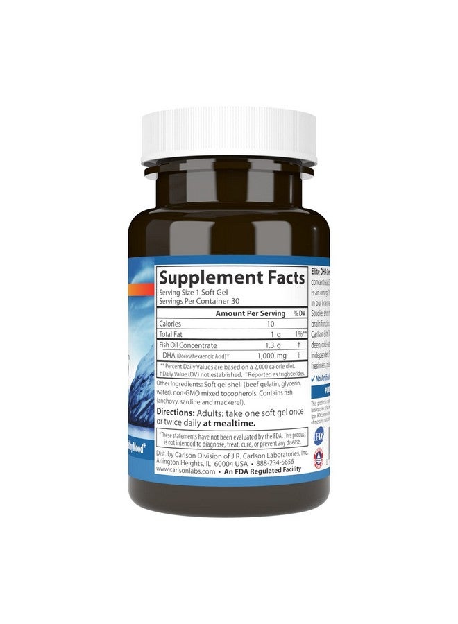 Carlson Elite Dha Gems 1000 Mg Dha Supports Healthy Brain Function & Vision 30 Soft Gels - Image 3