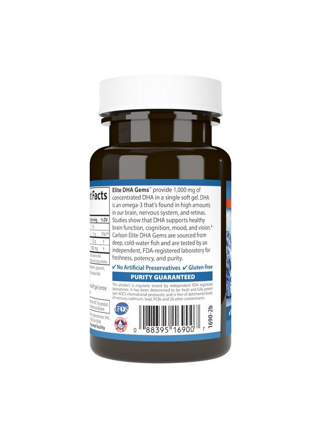Carlson Elite Dha Gems 1000 Mg Dha Supports Healthy Brain Function & Vision 30 Soft Gels - Image 4
