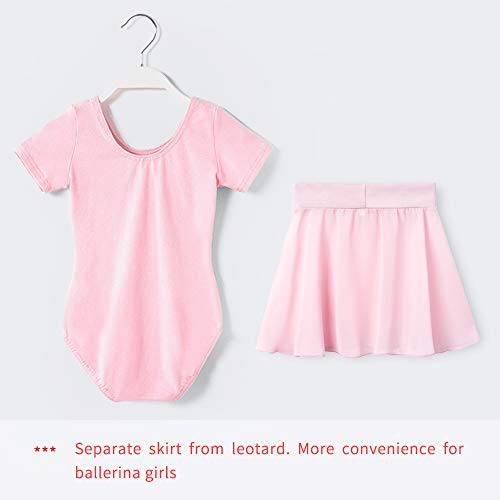 Stelle فستان رقص نشط بأكمام قصيرة للفتيات من ستيل مع تنورة رقص وضيق رقص (وردي باليه - سهل الارتداء، 85، 2-3 سنوات) - Image 2