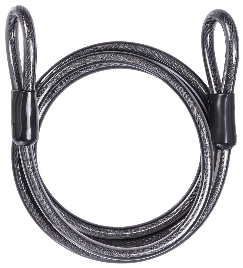 DELSWIN Security Steel Cable with Loops - 3/8 inch (10 mm) Thick (6' or 15') Heavy Duty Bike Lock Cable Vinyl Coated Braided Cables for U-Lock and Padlock - Image 1