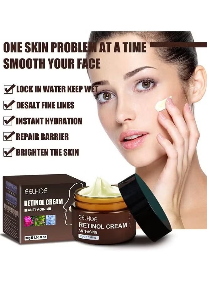 EELHOE Retinol Cream For Face, Retinol Deep Wrinkle Night Cream, Collagen Retinol Hyaluronic Acid Cream, Retinol Cream Moisture Anti-Aging, Retinol Anti Aging Wrinkle Removal Skin Firming Cream 30G - Image 3
