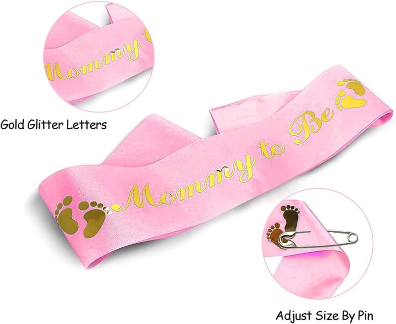 Akebrog Baby Shower Mom To Be Sash And Tinplate Badge Daddy To Be Combo KitBaby Gender Reveal Party Gifts Light Pink - Image 3