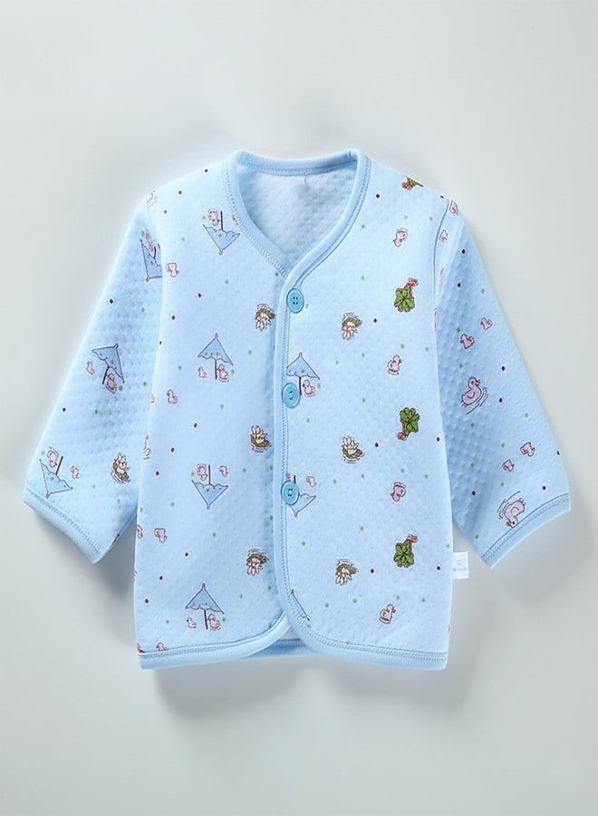 Fancy Walas Presents New Born Baby Winter Wear Printed Baby Clothes 5Pcs Sets 100% Cotton Boys Girls Unisex Baby Cotton/Winter or Flannel Suit Infant Clothes (Blue, 0-3 months) - Image 5