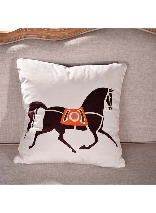 Embroidery Horse Pattern Cushion Case Multicolour 45x45centimeter