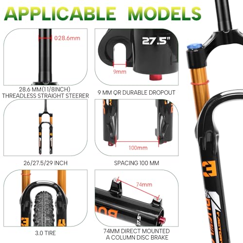 BUCKLOS 2627529 inch Travel 140mm MTB Air Suspension Fork Rebound Adjustment 34mm Stanchions 118 Threadless StraightTapered 9100mm QR ManualRemote Lockout XC AM Mountain Bicycle Front Forks - Image 3