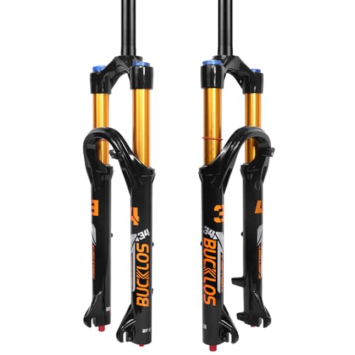 BUCKLOS 2627529 inch Travel 140mm MTB Air Suspension Fork Rebound Adjustment 34mm Stanchions 118 Threadless StraightTapered 9100mm QR ManualRemote Lockout XC AM Mountain Bicycle Front Forks - Image 1