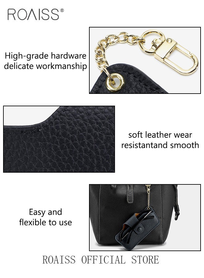 roaiss Unisex Wallet and Cable Organizer Set Genuine Leather Accordion Wallet with Multiple Card Slots and Passport Holder and Leather Sunglasses Case with Hanging Chain for Sunglasses Storage - Image 4
