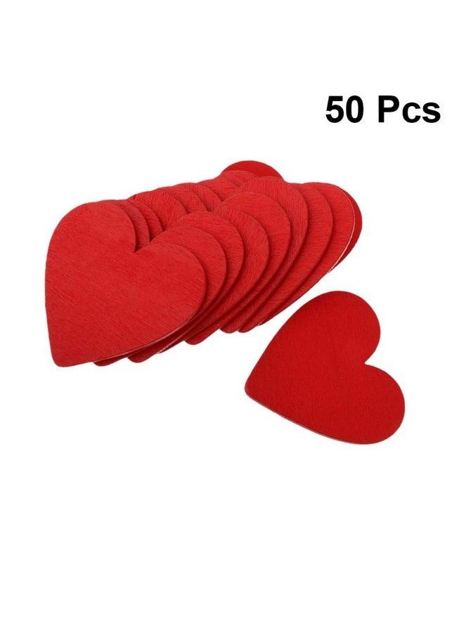 BESTOYARD BESTOYARD 50pcs Red Wooden Heart Slices Blank Unfinished Wood Cutout DIY Accessary for Wedding Christmas Party (3cm)  - Image 2