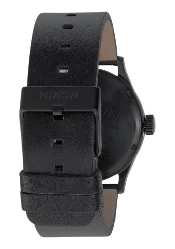 NIXON Sentry Leather A105001-00. All Black Men’s Watch (42mm All Black Watch Face/ 23mm All Black Leather Band), Black - Image 3
