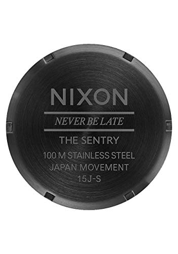 NIXON Sentry Leather A105001-00. All Black Men’s Watch (42mm All Black Watch Face/ 23mm All Black Leather Band), Black - Image 4