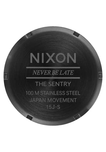 NIXON Sentry Leather A105001-00. All Black Men’s Watch (42mm All Black Watch Face/ 23mm All Black Leather Band), Black - Image 5