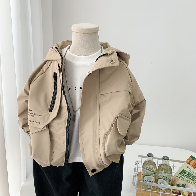 Boys' Hooded Jacket 2025 Spring New Stylish Casual Jacket For Children And Toddlers Fashion Windbreaker Trendy - Image 1