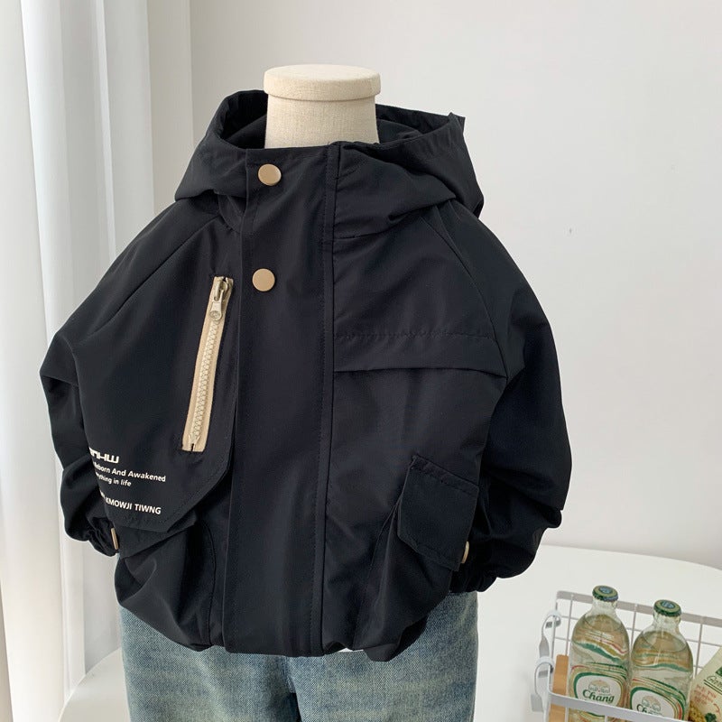 Boys' Hooded Jacket 2025 Spring New Stylish Casual Jacket For Children And Toddlers Fashion Windbreaker Trendy - Image 2