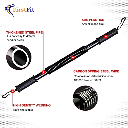 FirstFit Python Power Twister Bar | Upper Body Exercise for Chest, Shoulder, Forearm, Bicep and Arm Strengthening - Size (60 x 3.5 x 3.5 cm) Black - 60cm - Image 2