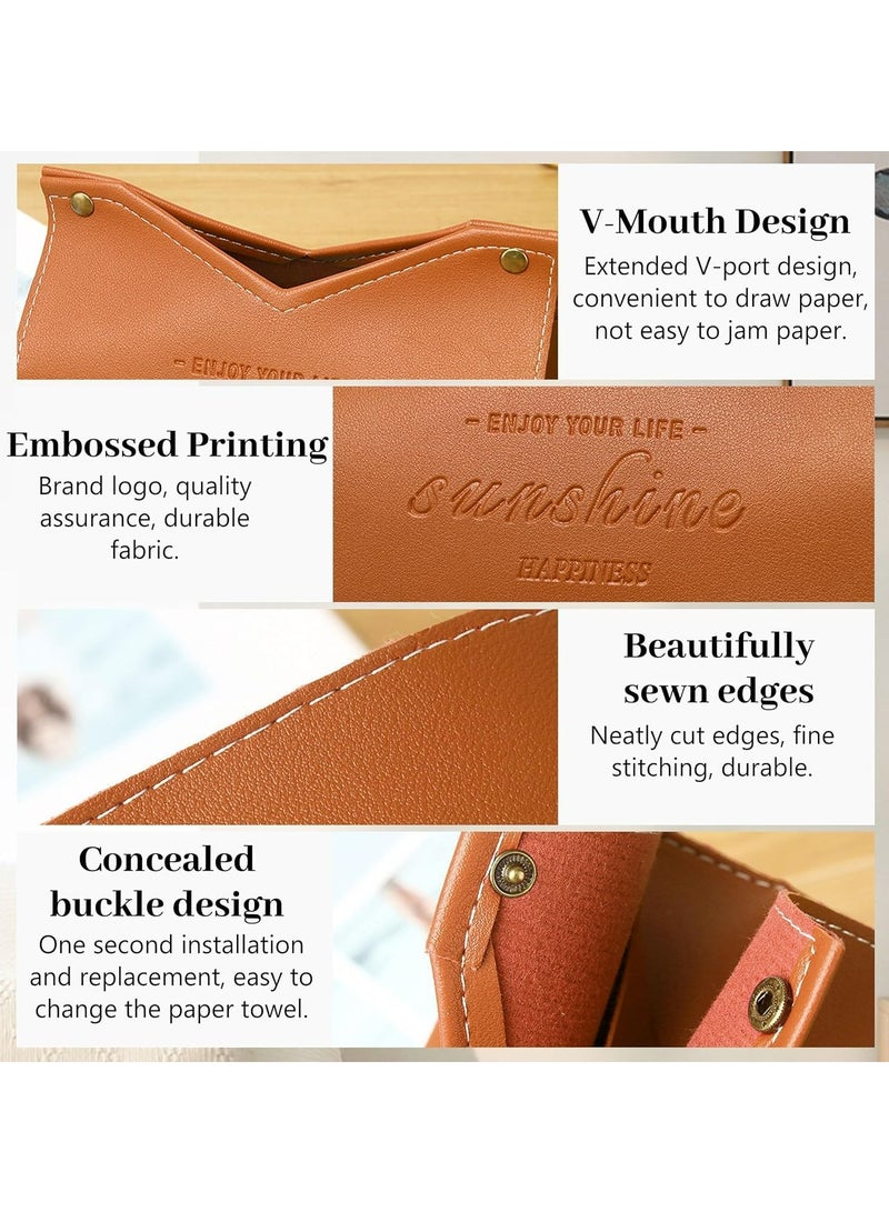 إسكدنيا غطاء صندوق ورق البشرة بشكل مستطيل مصنوع من الجلد البوليورثي، حامل وموزع ورق البشرة للمنازل والمكاتب والسيارات، منظم صندوق ورق البشرة (أسود) - Image 4