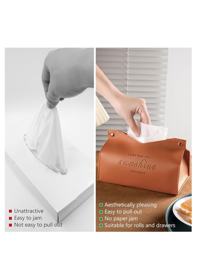 إسكدنيا غطاء صندوق ورق البشرة بشكل مستطيل مصنوع من الجلد البوليورثي، حامل وموزع ورق البشرة للمنازل والمكاتب والسيارات، منظم صندوق ورق البشرة (أسود) - Image 3