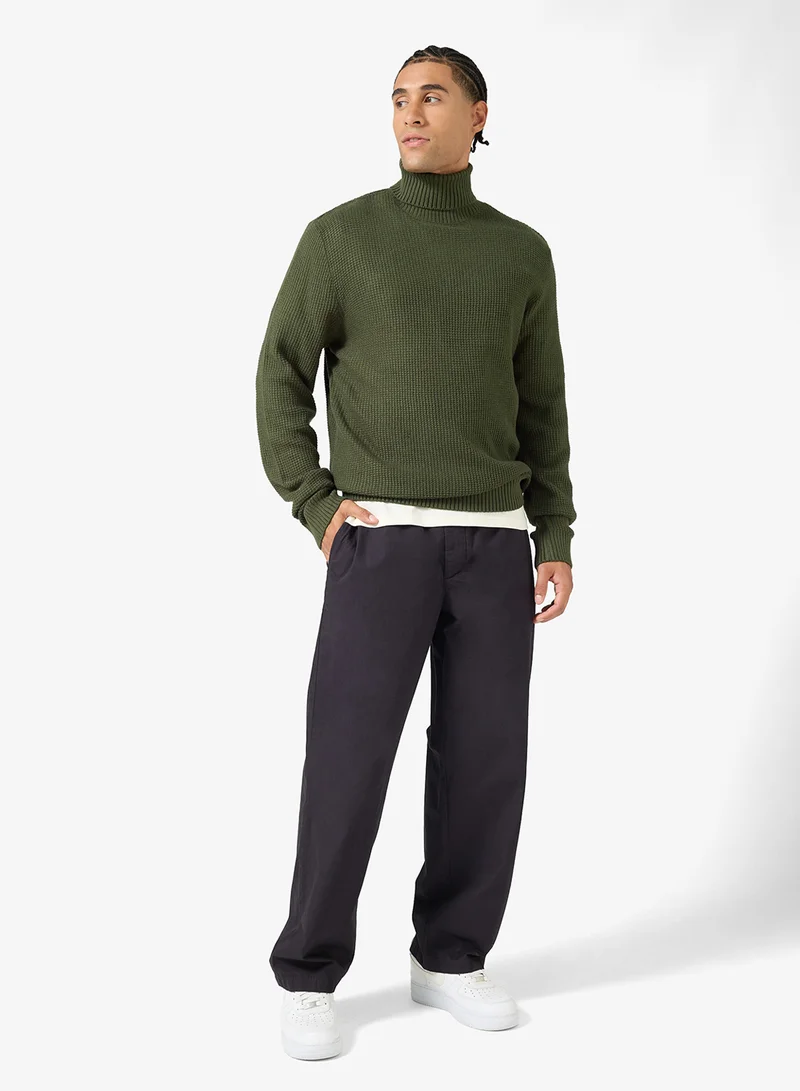 جاك اند جونز سويت شيرت جروي محبوك بياقة دائرية