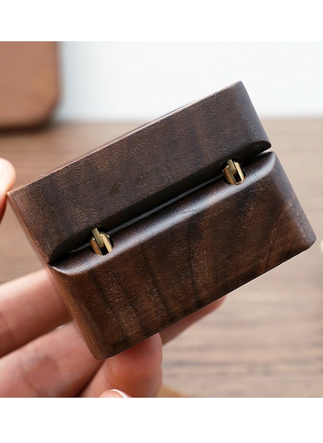 HOOPZOZA Engagement Ring Box Wooden Ring Box With Velvet Jewelry Display Gift Box Earrings Coin Storage Box for Proposal Engagement Wedding Anniversary Square 5.5*5.5*3.5cm  - Image 2