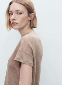 MANGO Short-Sleeved Linen T-Shirt  - Image 3