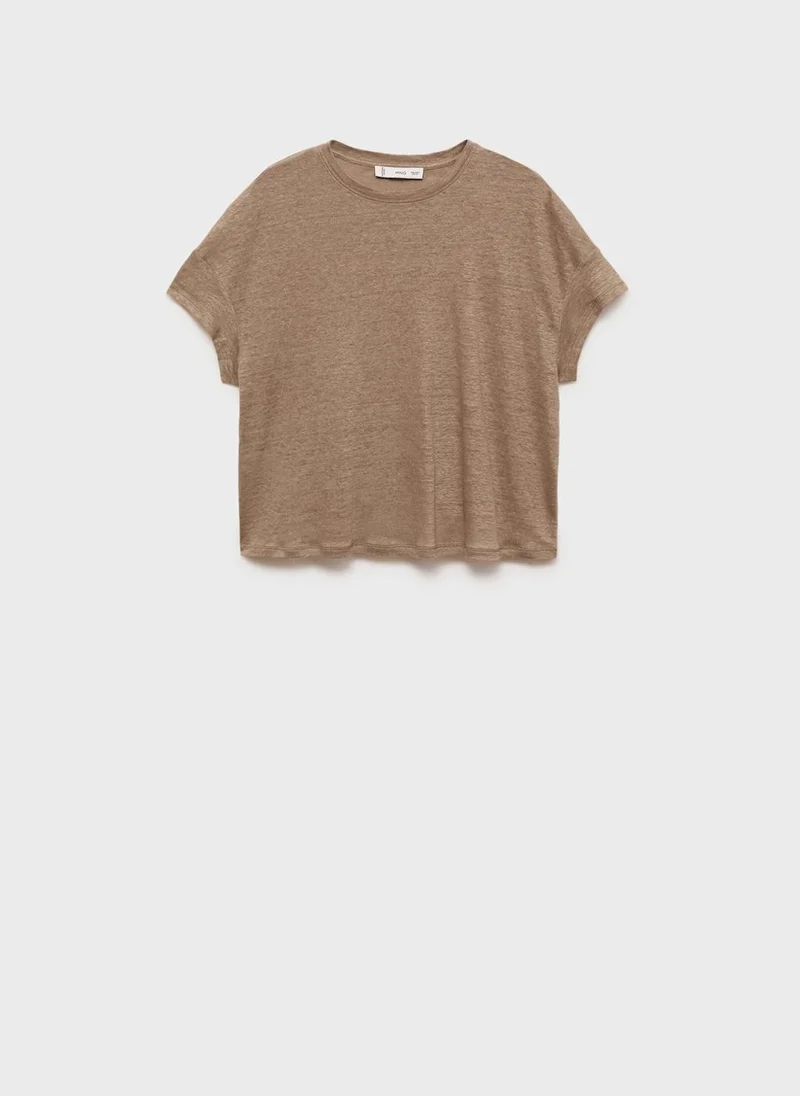MANGO Short-Sleeved Linen T-Shirt