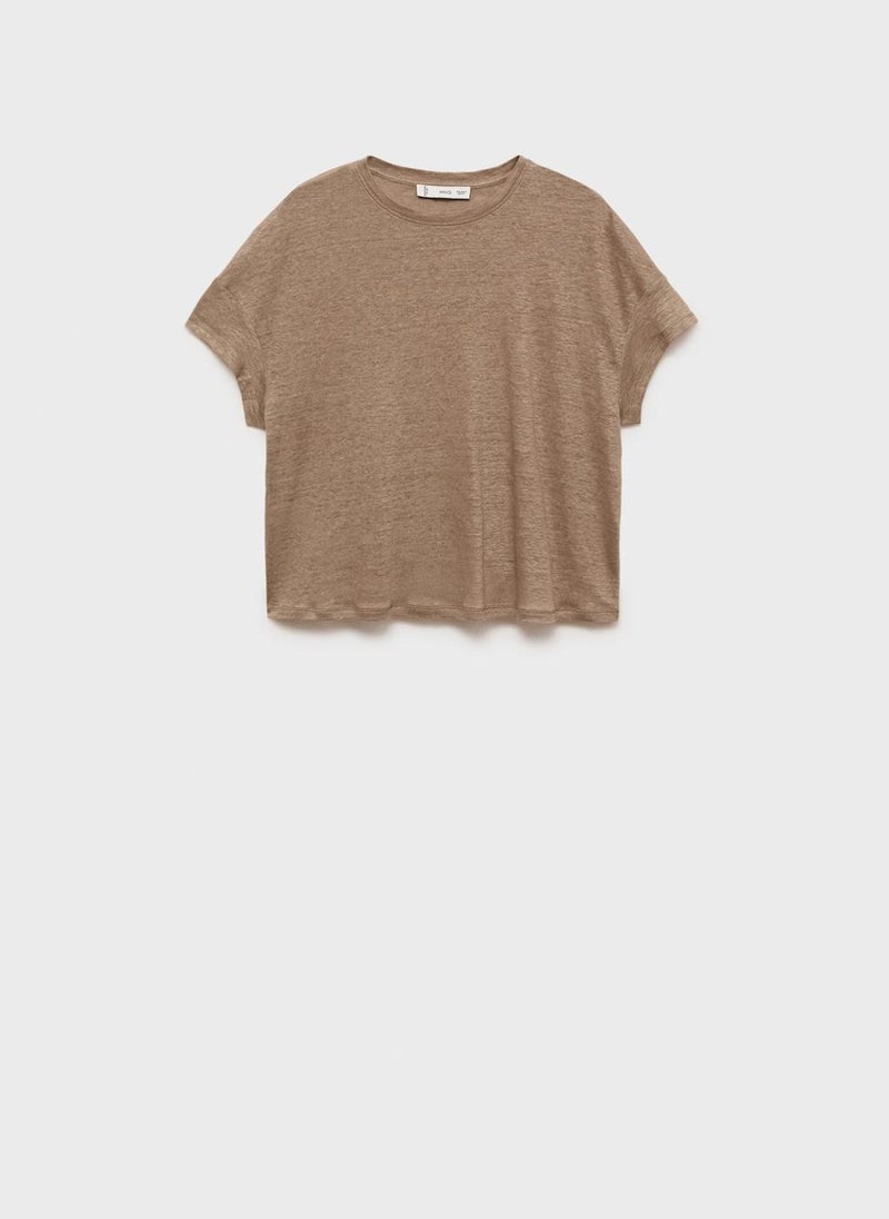 MANGO Short-Sleeved Linen T-Shirt  - Image 5